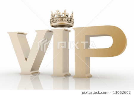 VIP abbreviation with a crown. 3D text VIP abbreviation with a crown. 3D text 13062602