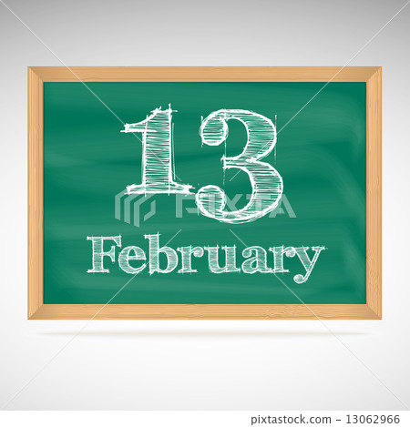 February 13, inscription in chalk on a blackboard 13062966