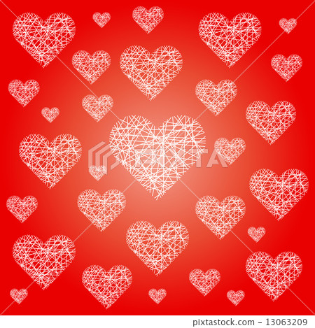 vector red valentine festive pattern background with irregular white sketchy hearts - love card vector red valentine festive pattern background with irregular white sketchy hearts - love card 13063209
