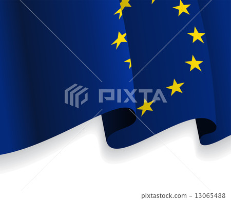 Background with waving European Union Flag. Vector 13065488