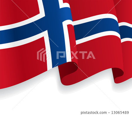Background with waving Norwegian Flag. Vector 13065489