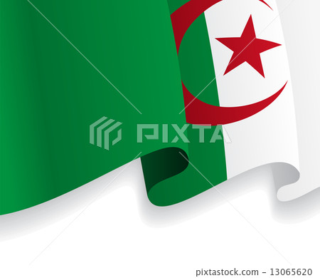 Background with waving Algerian Flag. Vector 13065620