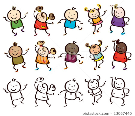 Vector fun, dancing  kids cartoons isolated. 13067440