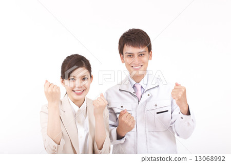 工人和商業女性的姿勢 工人和商業女性的姿勢 13068992