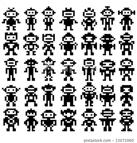 Set Of Different Pixel Robots 13072060