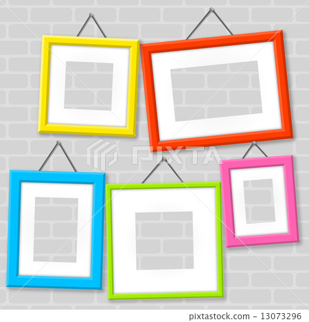 Set Of Photo Frames On A Wall Set Of Photo Frames On A Wall 13073296