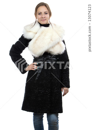 Portrait of the young woman in fur 13074123