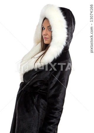 Image of the smiling woman in fur coat 13074166