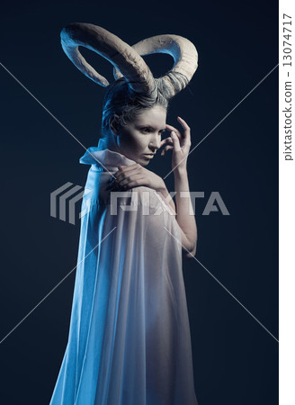 Woman with goat body-art 13074717