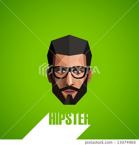 illustration with a male face in origami style. hipster  13074968