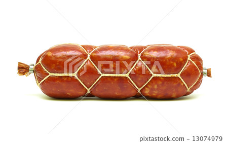 sausage isolated on a white background close-up 13074979