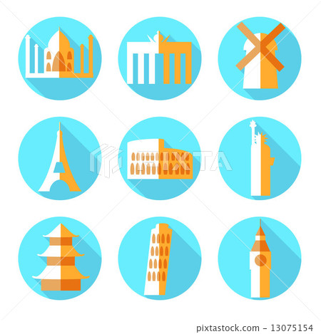 Flat architecture icons 13075154
