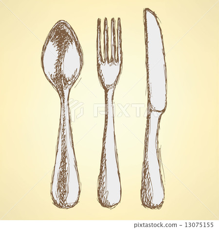Sketch utencil set in vintage style 13075155