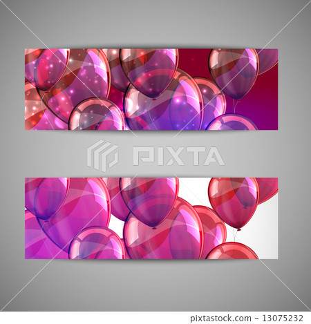 set of holiday banners with multicolored balloons set of holiday banners with multicolored balloons 13075232
