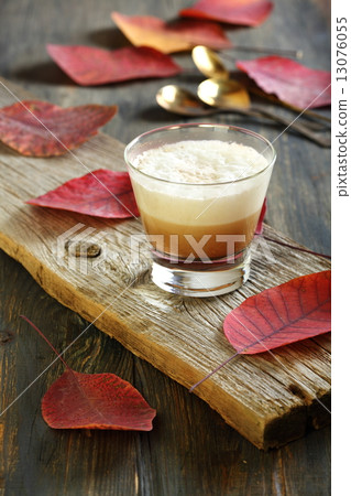 Cortado coffee. Espresso with whipped baked milk. 13076055