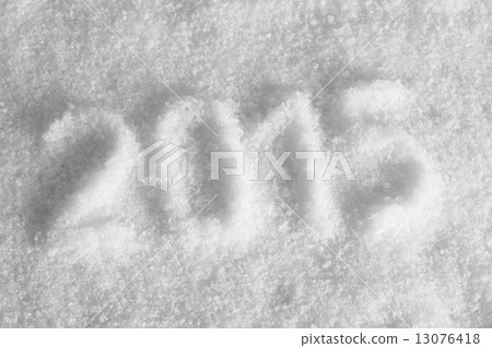 2015 draw stamp on snow, place for text 13076418