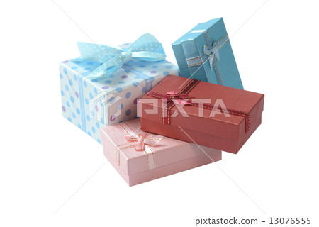 Group of Gift boxes with  ribbon and bow isolated on the white 13076555