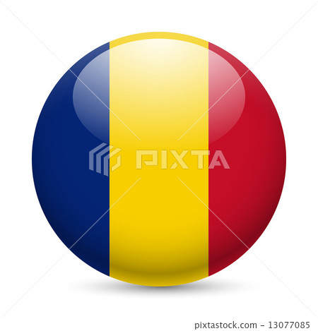 Round glossy icon of Romania 13077085