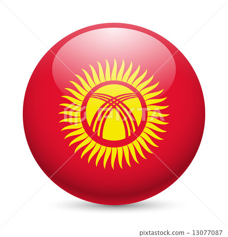 Round glossy icon of Kyrgyzstan 13077087