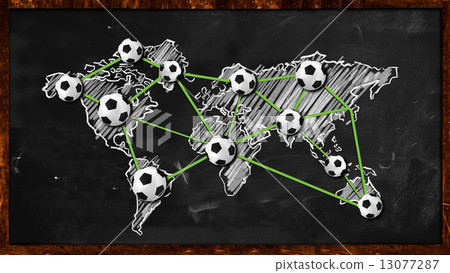 World ball Connection on Blackboard World ball Connection on Blackboard 13077287
