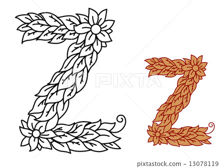 Uppercase letter Z in a foliate font with leaves 13078119