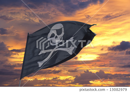 waving pirate flag jolly roger waving pirate flag jolly roger 13082979