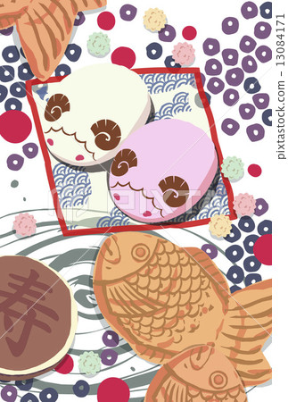 Japanese sweets illustrations Material postcard size 13084171
