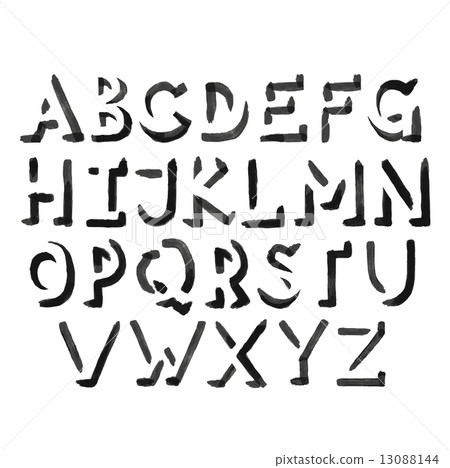 Hand drawn grunge rough painted vector graffiti marker letters Alphabet ABC scratch type font  13088144