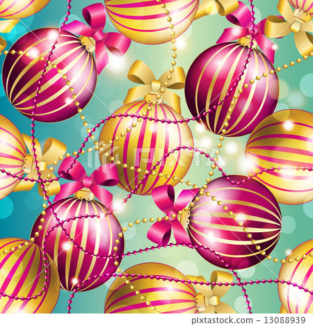 New Year pattern with ball. Christmas wallpaper New Year pattern with ball. Christmas wallpaper 13088939