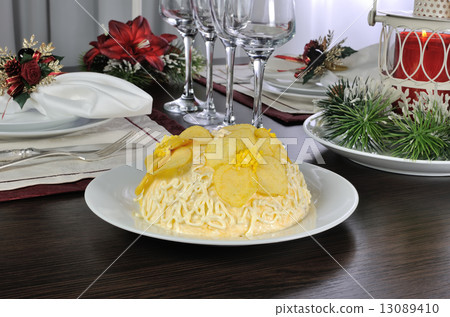 Multi-layer salad with mayonnaise 13089410