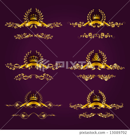 Luxury gold labels with laurel wreath 13089702