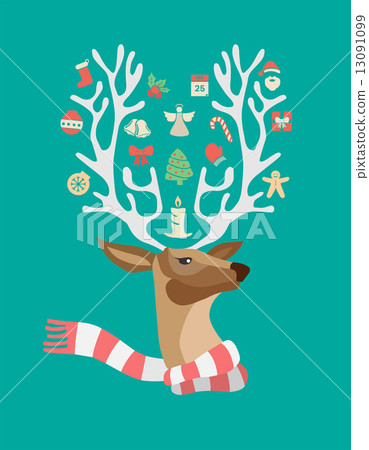Festive reindeer with scarf vector Festive reindeer with scarf vector 13091099