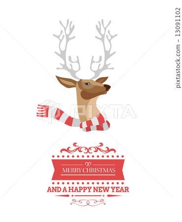 Festive reindeer with message vector Festive reindeer with message vector 13091102