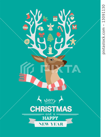 Festive reindeer with message vector Festive reindeer with message vector 13091130