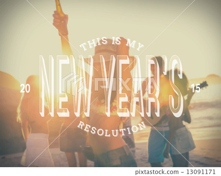 New years resolution message against beach party New years resolution message against beach party 13091171