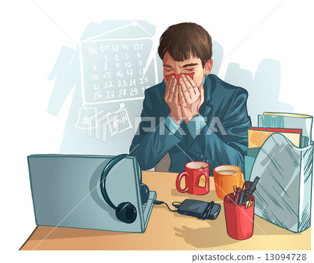 business man. cartoon graphic depicting a sick man business man. cartoon graphic depicting a sick man 13094728