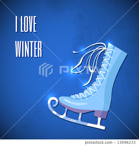 Retro Christmas card with ice skates Retro Christmas card with ice skates 13096233