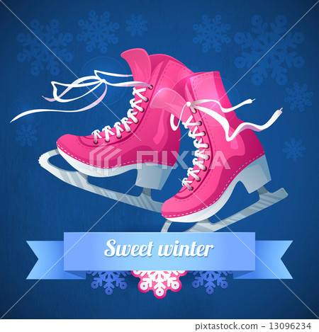 Retro Christmas card with ice skates 13096234