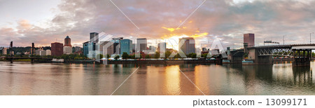 Downtown Portland cityscape in the evening Downtown Portland cityscape in the evening 13099171