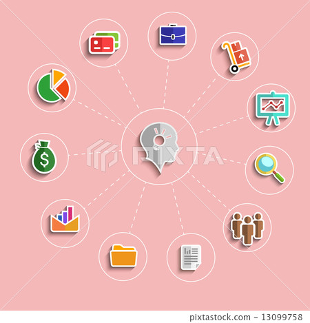 Business management flat design icons set - Stock Illustration ...