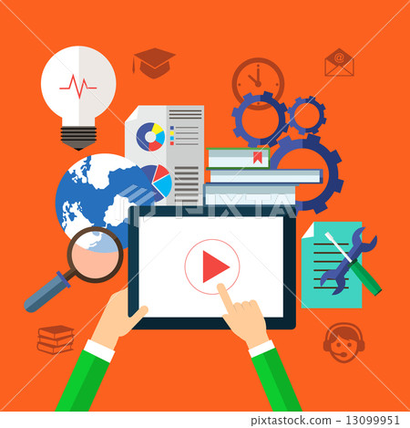 Ebook and tutorials for education concept 13099951