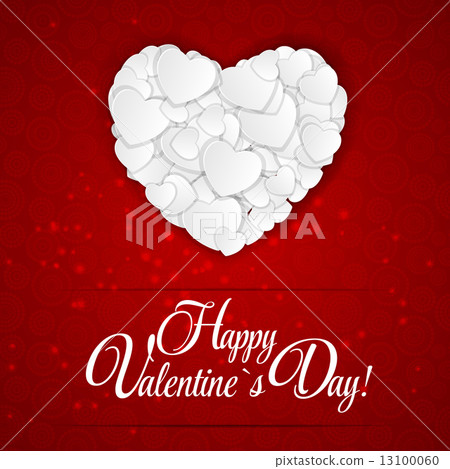 Happy Valentines Day Card with Heart. Vector Illustration 13100060