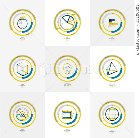 Minimal thin line design web icon set - Stock Illustration [13100603 ...