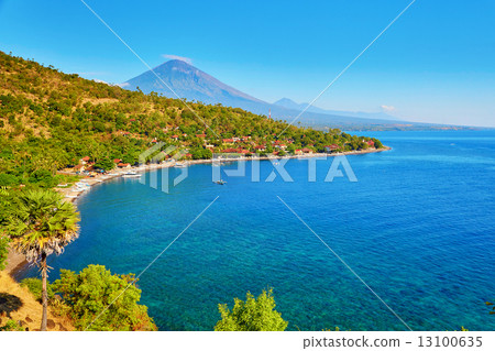 View of Agung volcano from Amed village, Bali View of Agung volcano from Amed village, Bali 13100635