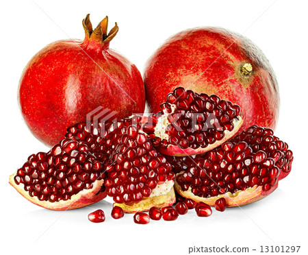Ripe pomegranates isolated on a white background. 13101297