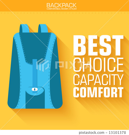 Flat schoolbag on the background with the slogan. Vector illustr 13101378