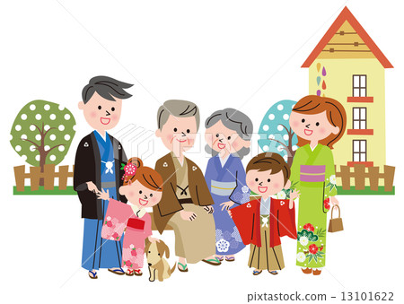 Kimono family - Stock Illustration [13101622] - PIXTA