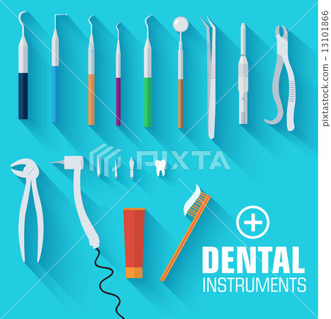 flat dental instruments set design concept background. Vector il flat dental instruments set design concept background. Vector il 13101866