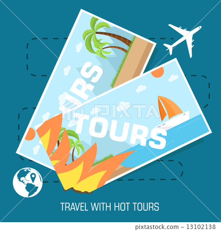 flat travel with hot tours tickets illustration design concept b flat travel with hot tours tickets illustration design concept b 13102138