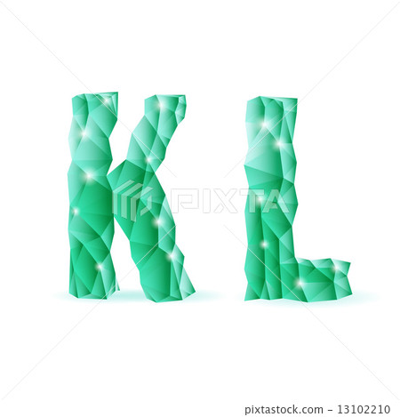Emerald green polygonal font Emerald green polygonal font 13102210